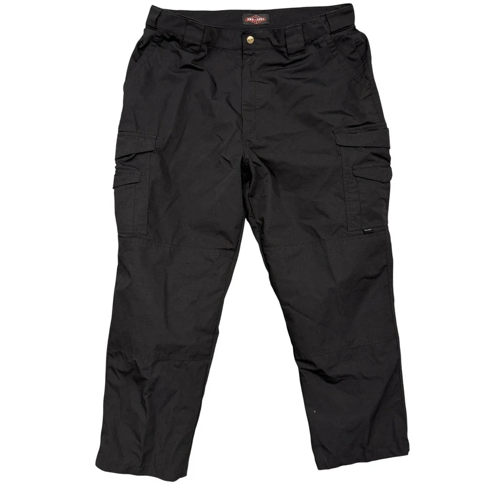 TRU-SPEC Cargo Pants Mens 40x30 Black Tactical Ripstop‎ Workwear Pockets Utility